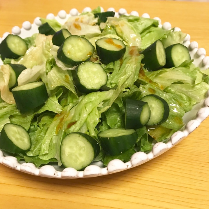 キャベツとキュウリのサラダごまポンドレッシングがけ